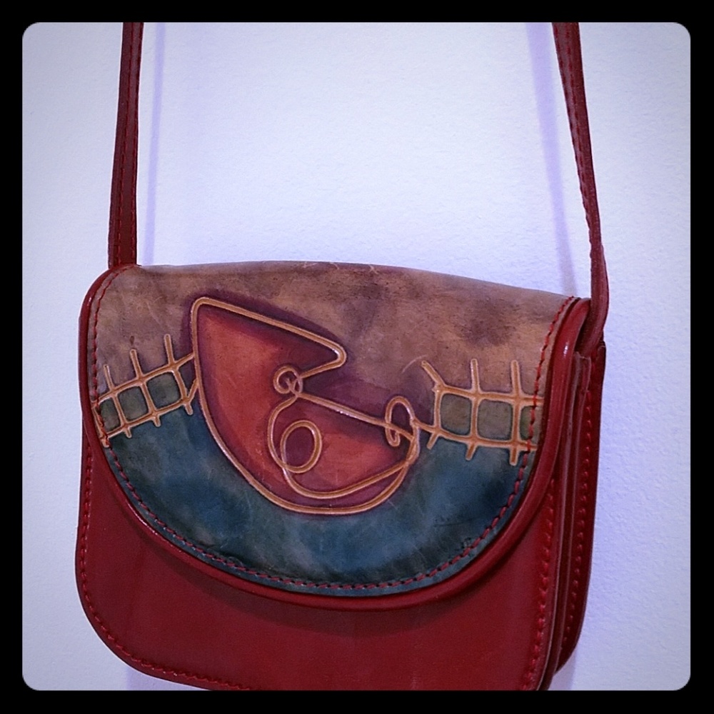P Capecchi Red Leather Cross Body Bag made Italy